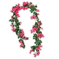 thumbnail image 4 of Guirnalda de flores artificiales colgantes de 180 cm con hojas verdes y rosas de seda. Rosa roja, 4 of 8