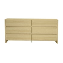 JERFIT 72 Inch 6-Drawer Dresser with Wood Grain Finish, Oak Storage Chest for Bedroom & Living Room