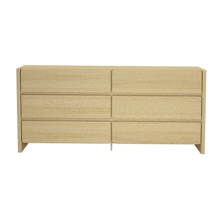 JERFIT 72 Inch 6-Drawer Dresser with Wood Grain Finish, Oak Storage Chest for Bedroom & Living Room