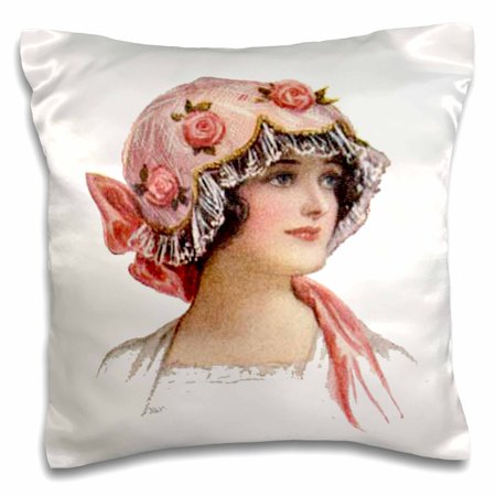 - 3dRose Victorian Lady With Rose Lace Bonnet, Pillow Case, 16 by 16-inch