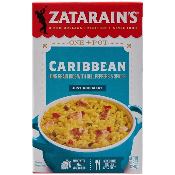 Zatarain's Caribbean Long Grain Rice with Bell Peppers and Spices, 8.0 oz Carton