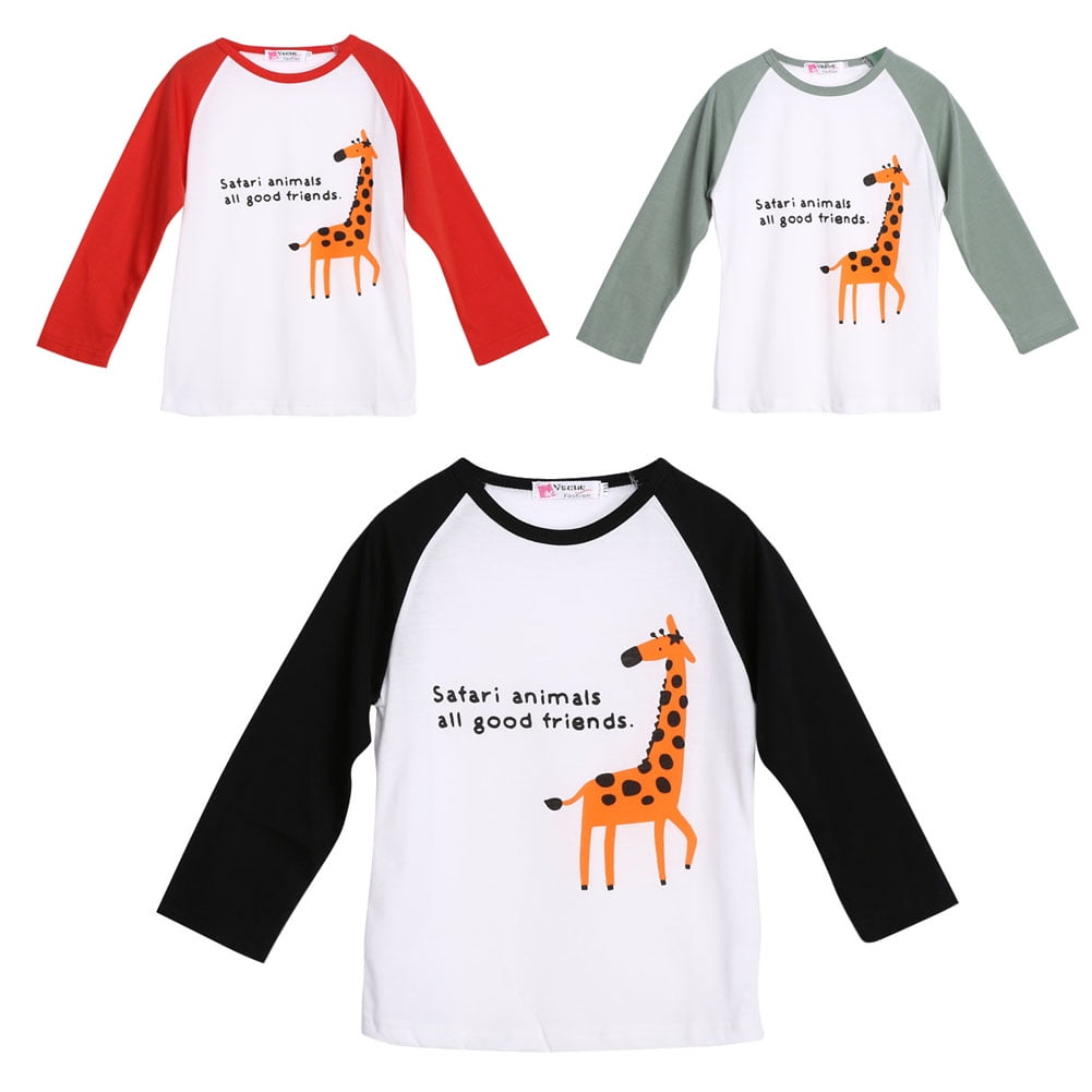 CERTONGCXTS Little Boys Giraffe Sketch ComfortSoft Long Sleeve Shirt 