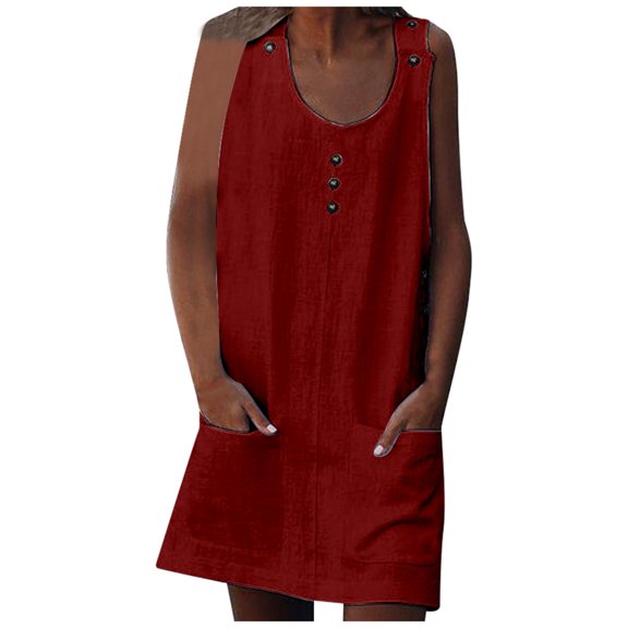 Summer Women's Button Front Dress With Pockets | Flowy Comfortable Casual Wear | Everyday Outfit | Lightweight Breathable Fabric | Stylish Versatile Design