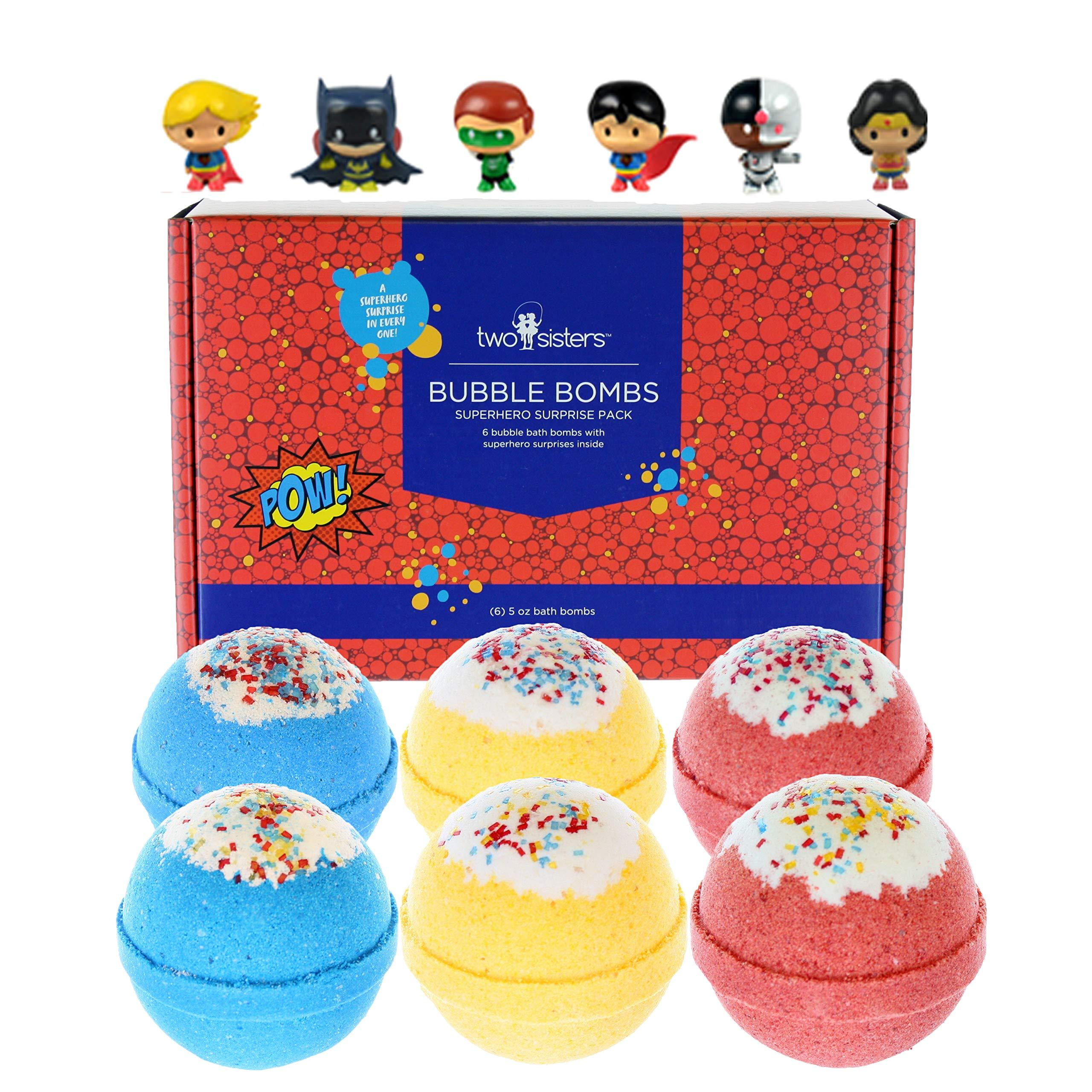 Superhero Bubble Bath Bombs for Kids with Surprise Toys Inside by Two
