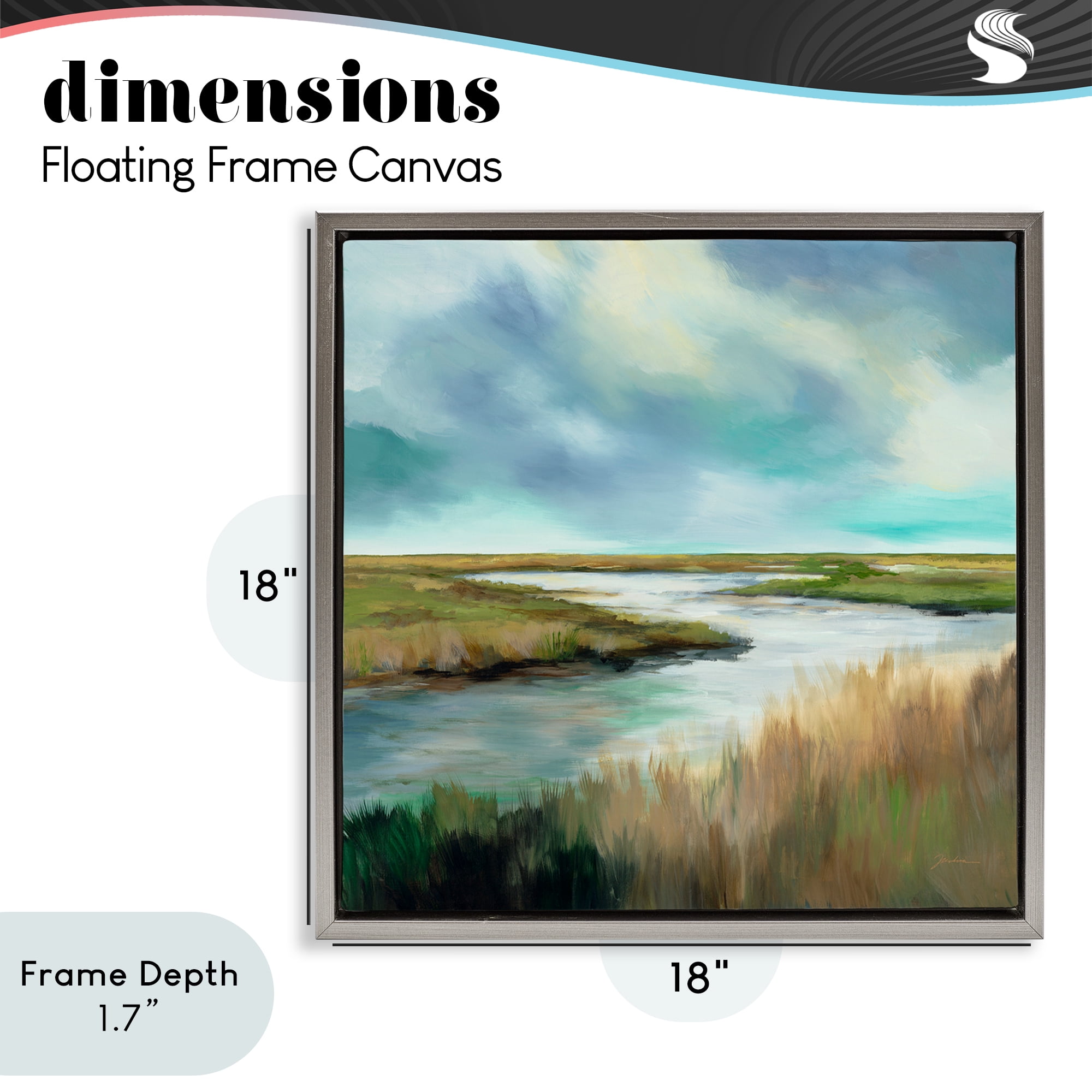 Stupell Industries Tranquil Meadow and Wetlands Gray Framed Floater Canvas Wall Art, design by Liz Jardine