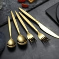 thumbnail image 4 of Stainless Steel Gold Silverware Set Titanium Gold Plating Flatware Set 20 Pieces , Gold Cutlery Set Service For 4 (Shiny Gold), 4 of 7