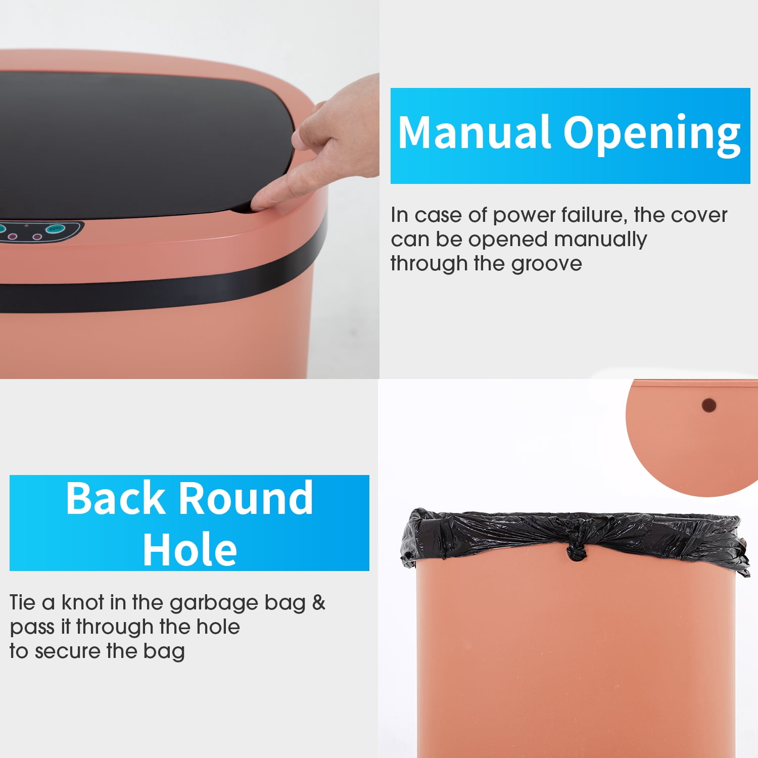 YRLLENSDAN 13 Gallon Touch Free Trash Can with Lid Auto Open, 49L Motion Sensor Kitchen Garbage Can Plastic Dustbin for Kitchen with Anti-Fingerprint Trash Bin for Office Bedroom, Pink 1 Pack