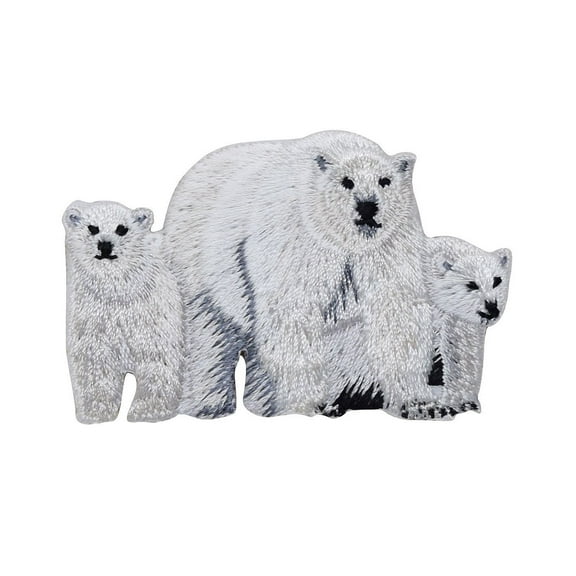 Polar Bear Family - Iron On Embroidered Applique Patch