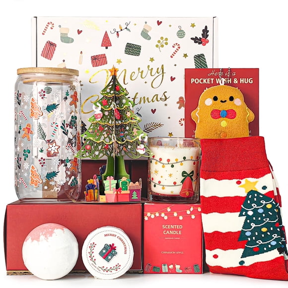 Regalos de Navidad para Mujeres 2025, Cesta de Regalo de Navidad Única para Amiga de Trabajo, Profesora, Empleada, Hermana, Mejor Amiga, Mamá, Esposa, Set de Caja de Regalo de Na