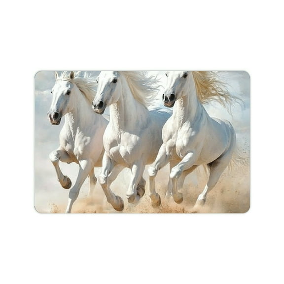 ZFLMY White Horses Running Diatom Mud Bath Mat Quick Drying & Absorbent Home Rug 24x16in