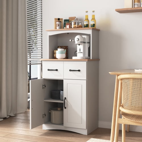Cterwk Wood Kitchen Cabinet with 1 Drawer and Shelf, White