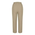 thumbnail image 4 of Olyvenn Women's Linen Capri Pants with Pockets Petite Summer Beachwear Lightweight Elastic Waist Boho Vacation Travel Pants Khaki S, 4 of 6