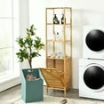 thumbnail image 2 of Gymax Bathroom Tilt-out Laundry Hamper Bamboo Tower Hamper w/3-Tier Shelves, 2 of 10