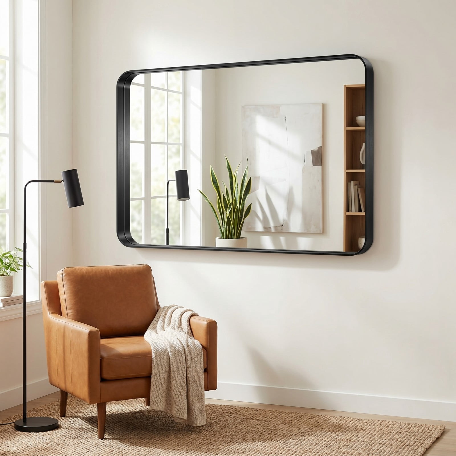 GRAHMCY 20"x30" Bathroom Mirror Wall Mounted Rectangular Vanity Mirror with Deep Frame, Black