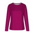thumbnail image 4 of Odeerbi Solid Color Sweatshirt for Women Long Sleeves Casual Solid Color Crewneck Pullover Sweatshirt Tunic Tops Hot Pink, 4 of 5