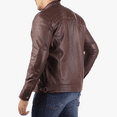 thumbnail image 2 of Mens Dark Brown Leather Jacket Motorcycle Slim Fit Biker Jacket, 2 of 3