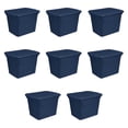 thumbnail image 1 of Sterilite Lidded Stackable 18 Gallon Storage Tote Container, Blue, 8 Pack, 1 of 7