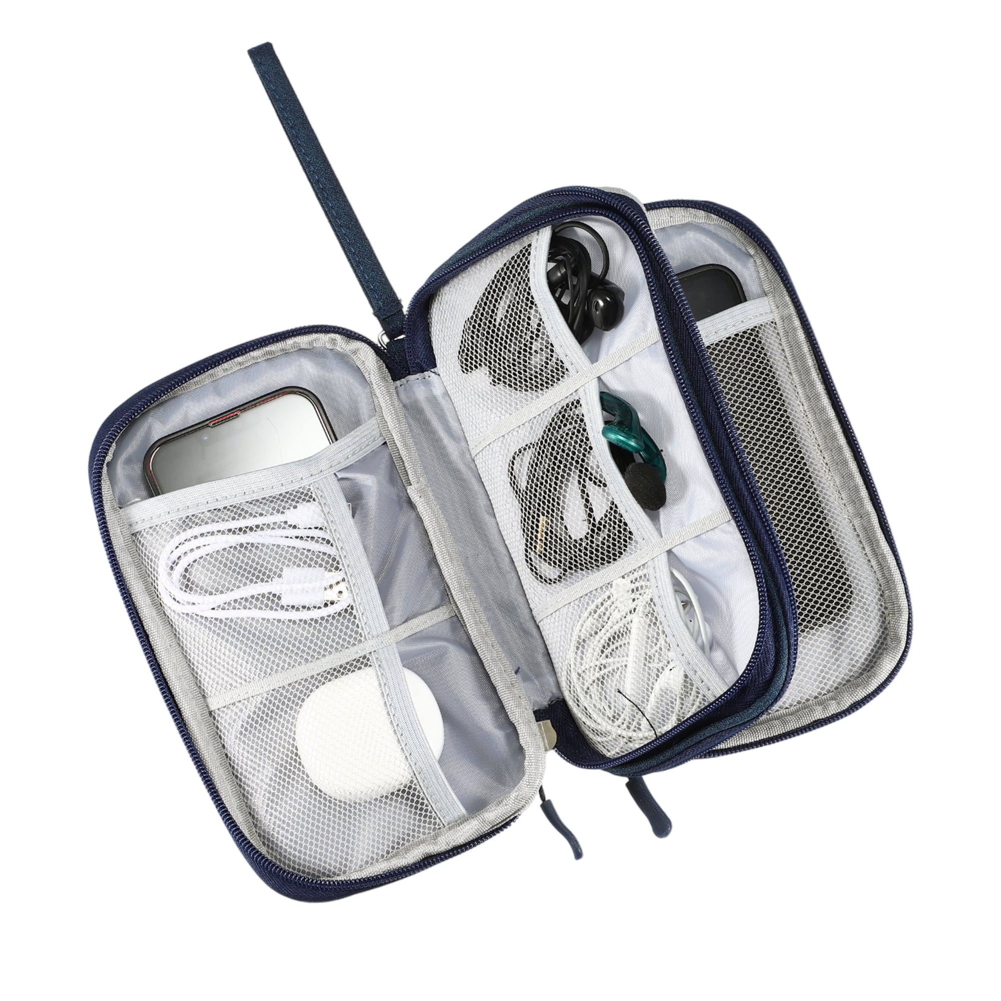 Unique Bargains Electronic Organizer Cable Double Layers Portable Pouch Green Large