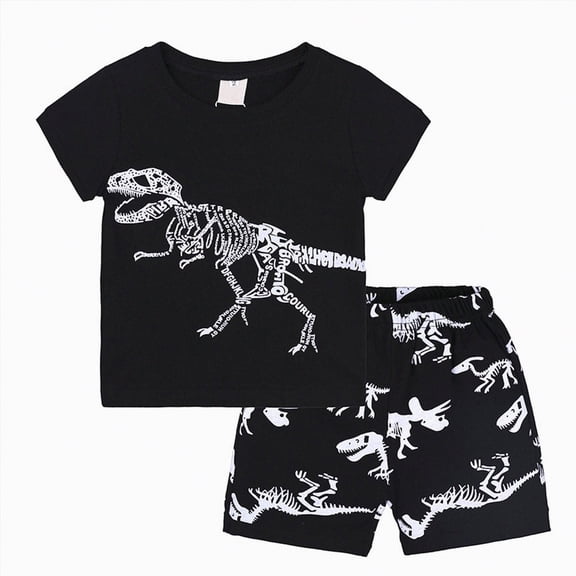 Kaprioy Baby Boy Summer Clothes 12 18 24 Month 3T 4T 5T Toddler Boy Outfits Dinosuar Set Toddler Boys Short Sleeve Cartoon Dinosaur Prints T Shirt Tops Shorts Child Kids Set Stylish Boys Outfits
