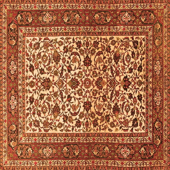 Ahgly Company Indoor Square Persian Orange Traditional Area Rugs, 7' Square