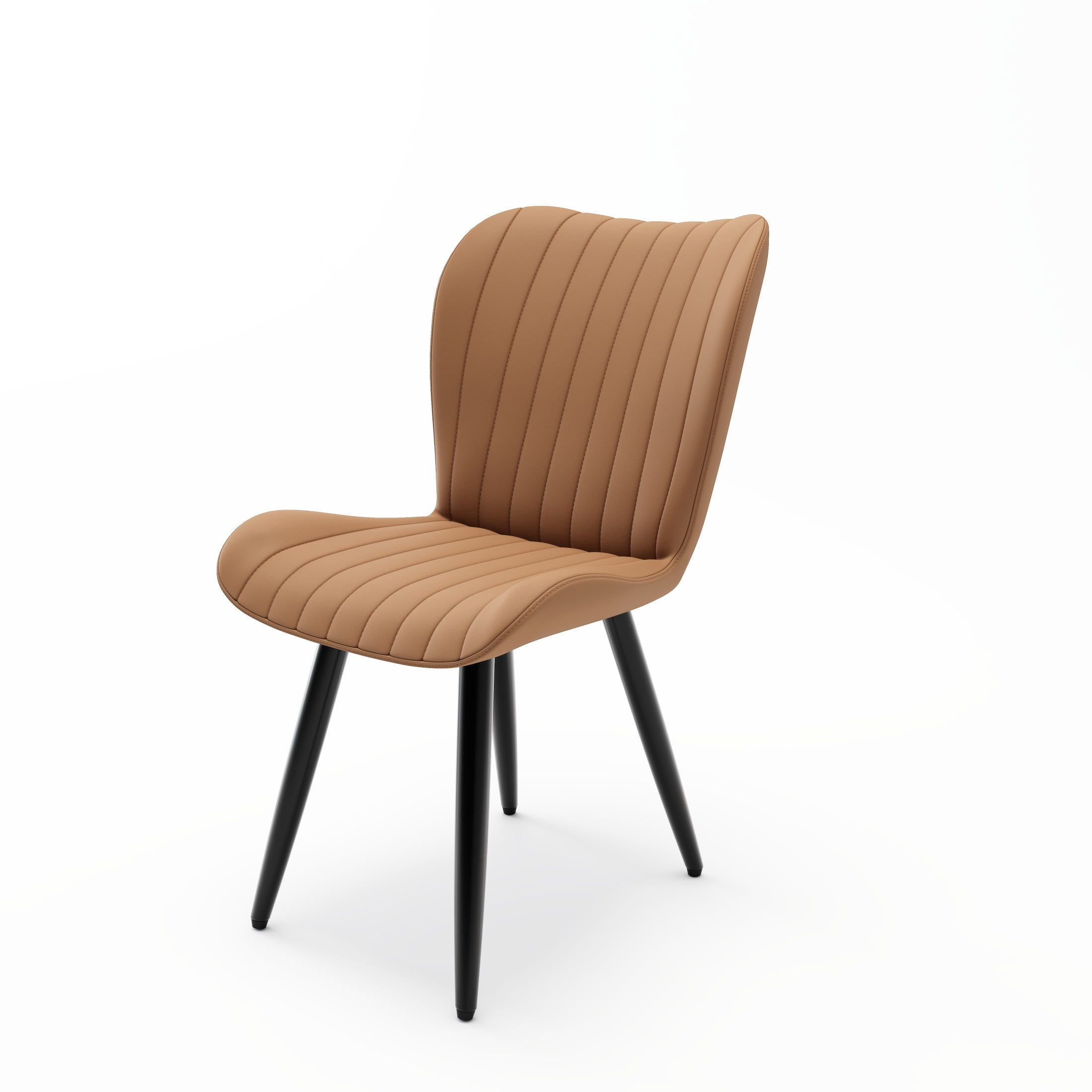 Noble House Modern PU Leather Dining Chairs with Metal Legs, Armless Padded Side Chairs, Kitchen, Brown, Set of 4
