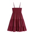 thumbnail image 6 of Summer Dresses for Women Women's Sleeveless Square Neck Tiered Ruffle Smocked Waist Casual Summer Dress Spaghetti Strap Sleeveless Mini Solid M, 6 of 7