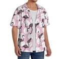 thumbnail image 2 of Gukieu Pineapple Flamingo Print Men's Short-sleeved Shirts, Button-down Pocket Shirts, T-shirts, Beach Vacation Travel Summer Clothing-X-Large, 2 of 5