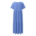 thumbnail image 4 of Vestido largo asimétrico informal con cuello en V para mujer - Bajo acampanado - Color liso - Poliéster - Versátil para cualquier ocasión - Tallas S-XXXXXL, 4 of 5
