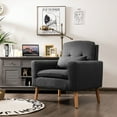 thumbnail image 2 of Costway Accent Chair Upholstered Linen Armchair Sofa Chair w/Waist Pillow Grey, 2 of 12