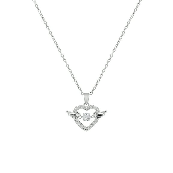 Angel Wing Heart Necklace - Titanium Steel Moving Zircon Pendant Chain
