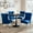 Black Table +4 Silver Blue Chairs, variant on 5-Piece 31.5" Round Dining Table Set, Mid-Century Modern All-Metal Kitchen Table with Velvet Nailhead Trim Chairs & Stainless Steel Legs, for 4, Small Spaces, Apartments, Living Room