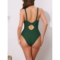 thumbnail image 3 of DARING DIVA Women's O Ring Cut Out Deep V Monokini Bikini Medium Dark Green, 3 of 6