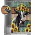 thumbnail image 2 of Shower Curtain Farm Cow Sunflower Waterproof Shower Curtain Set with Hooks for Bathroom Showers,Stalls and Bathtubs,54x78InTeal Brown Wood Board, 2 of 9