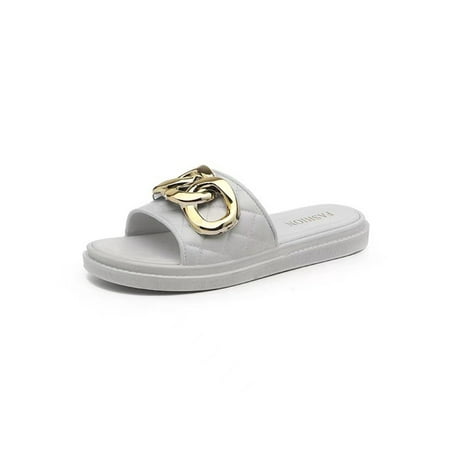 

Kesitin Women s Soft Casual Slip On Flat Sandals Summer Comfortable Slides Lightweight Fashion Slippers