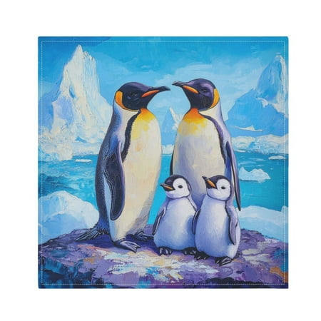 

WOBOGO Penguin Family Pattern Cloth Napkins 4 Pieces Soft Elegant Touch Durable Absorbent Quick Drying for Elegant Dining