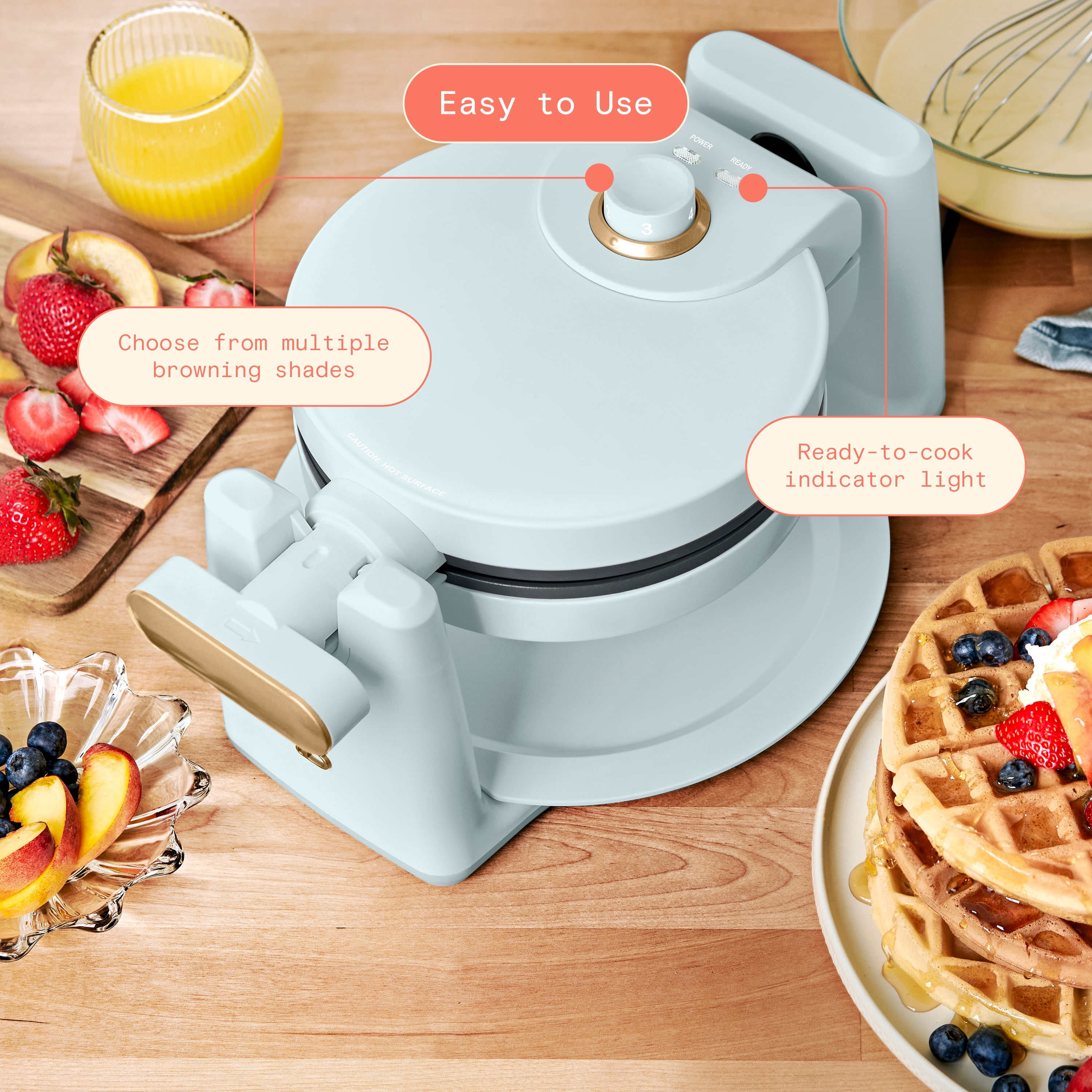 Beautiful Rotating Belgian Waffle Maker, Hydrangea by Drew Barrymore