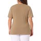 thumbnail image 3 of Blusa elegante de manga corta de encaje con cuello en V para mujer de tallas grandes Agnes Orinda, tunic ribeteada, 1X, marrón, primavera-verano, 3 of 6