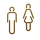 thumbnail image 1 of Letrero de baño para hombre y mujer, letrero de WC, juego de figuras 3D, etiqueta adhesiva de pared antigua, estilo nórdico un dorado, 1 of 9