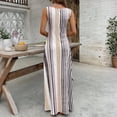 thumbnail image 4 of CIENVNSTG Summer Dresses for Women 2026 U Neck Sleeveless Casual Midi Dress Striped Printed Beach Vacation Sundresses with Pockets Beige XL, 4 of 5