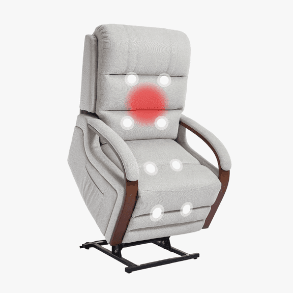 Dual Motor Power Lift Recliner with Massage & Heat – Egyptian Velvet, Side Pockets, for Seniors, Beige