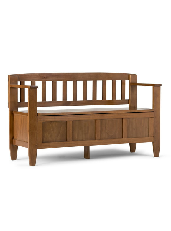 WyndenHall  Riverside SOLID WOOD 48 inch Wide Contemporary Entryway Storage Bench - 20 inch wide Medium Saddle Brown Wood