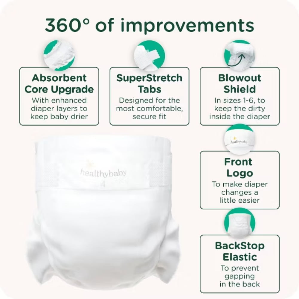 Certified Safe Organic Cotton Enhanced Diapers - Size 1 - 66ct
