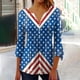 thumbnail image 2 of Blusas de Manga Corta para las Mujeres Impresas 3/4 Manga Cuello Redondo Blusa Casual, Ligero Diario Superior, 2 of 5