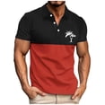 thumbnail image 2 of POTETI Polo Shirts for Men Big And Tall Short Sleeve Casual Collared Shirts Hawaii Print Tops, 2 of 4