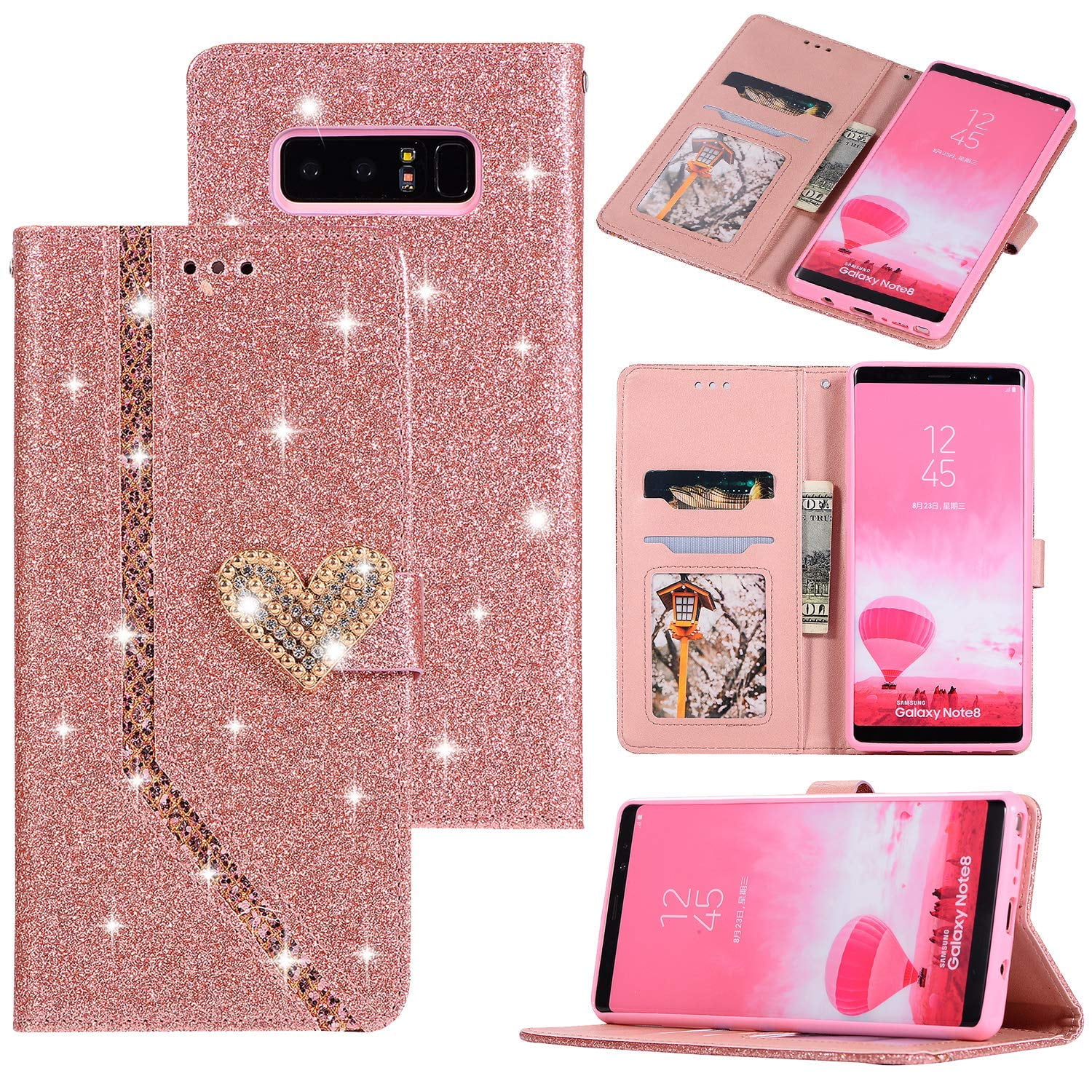 martelen Onvoorziene omstandigheden Voetzool Galaxy Note 8 Case Glitter, Allytech Premium PU Leather Bling Heart  Magnetic Closure Full Body Protective Dust Proof Soft Silicone Back Cover  Wallet Case for Samsung Galaxy Note 8, Rosegold - Walmart.com