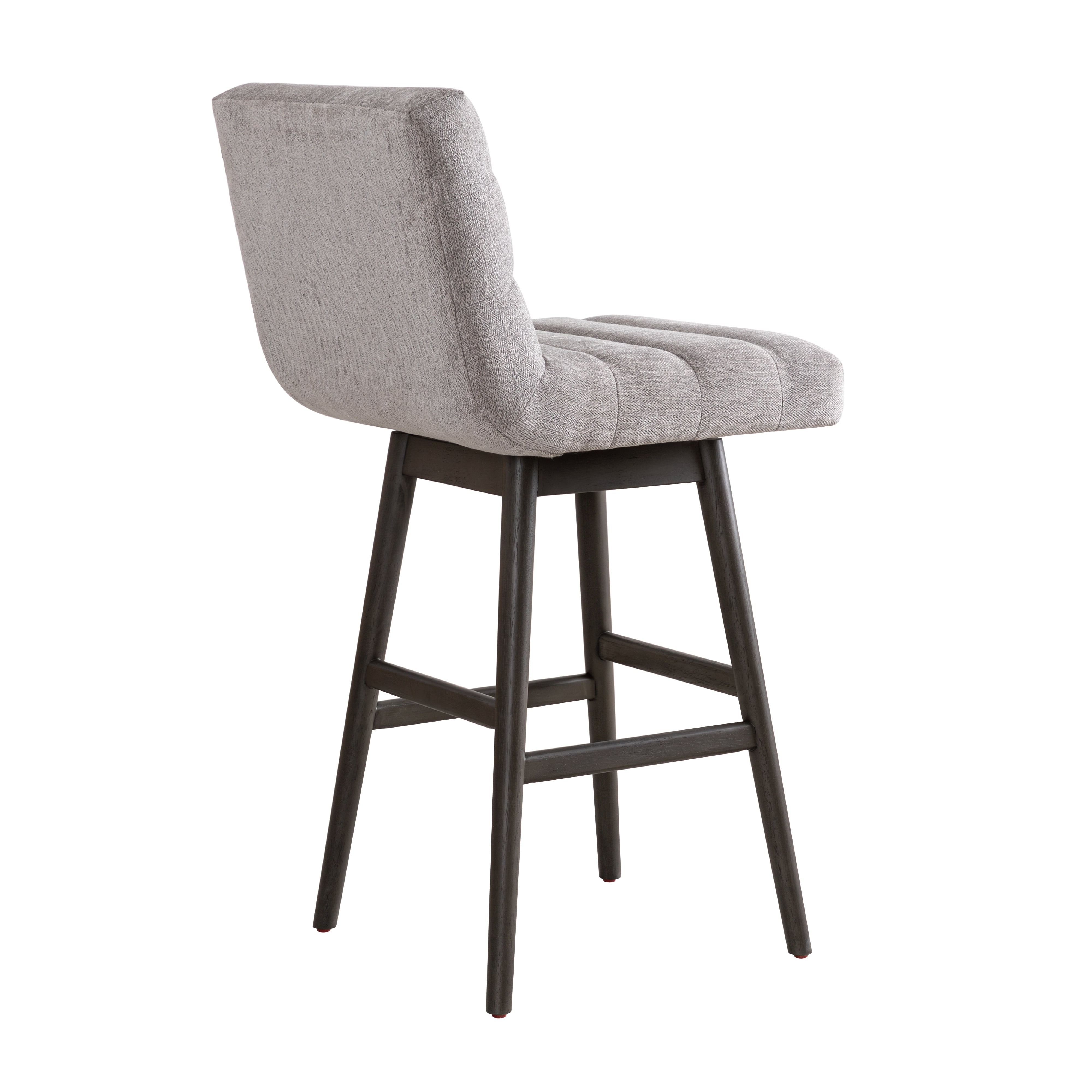 Armen Living Elias Gray Solid Wood Upholstered 30" Bar Height Swivel Barstool with Gray Fabric Seat
