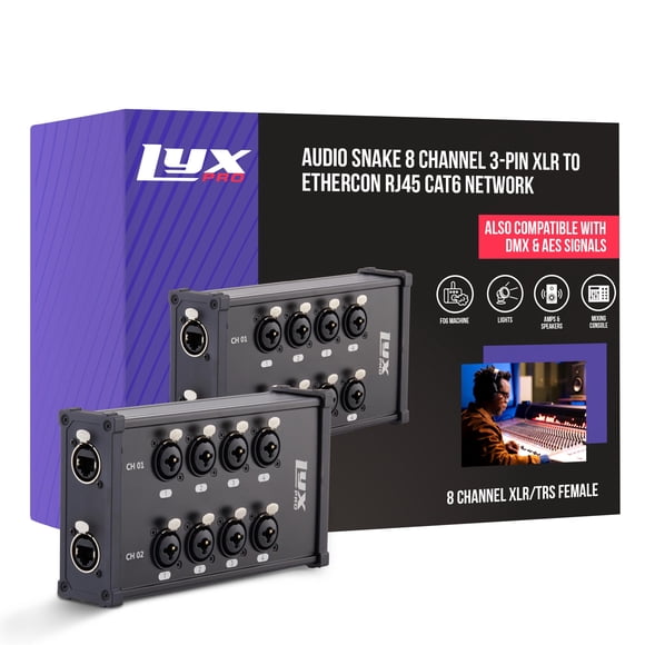 LyxPro Câble Multi-Réseau XLR/TRS à Double Entrée 8 Canaux 3 Broches pour Son de Scène, Éclairage et Studio d'Enregistrement - Femelle