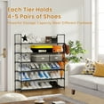thumbnail image 6 of Riousery 6-Tier Shoe Rack, Metal Shoe Organizer with Hook, 40"L x 12"W x 44"H, Holds up to 45 Pairs for Entryway or Closet, Black, 6 of 7