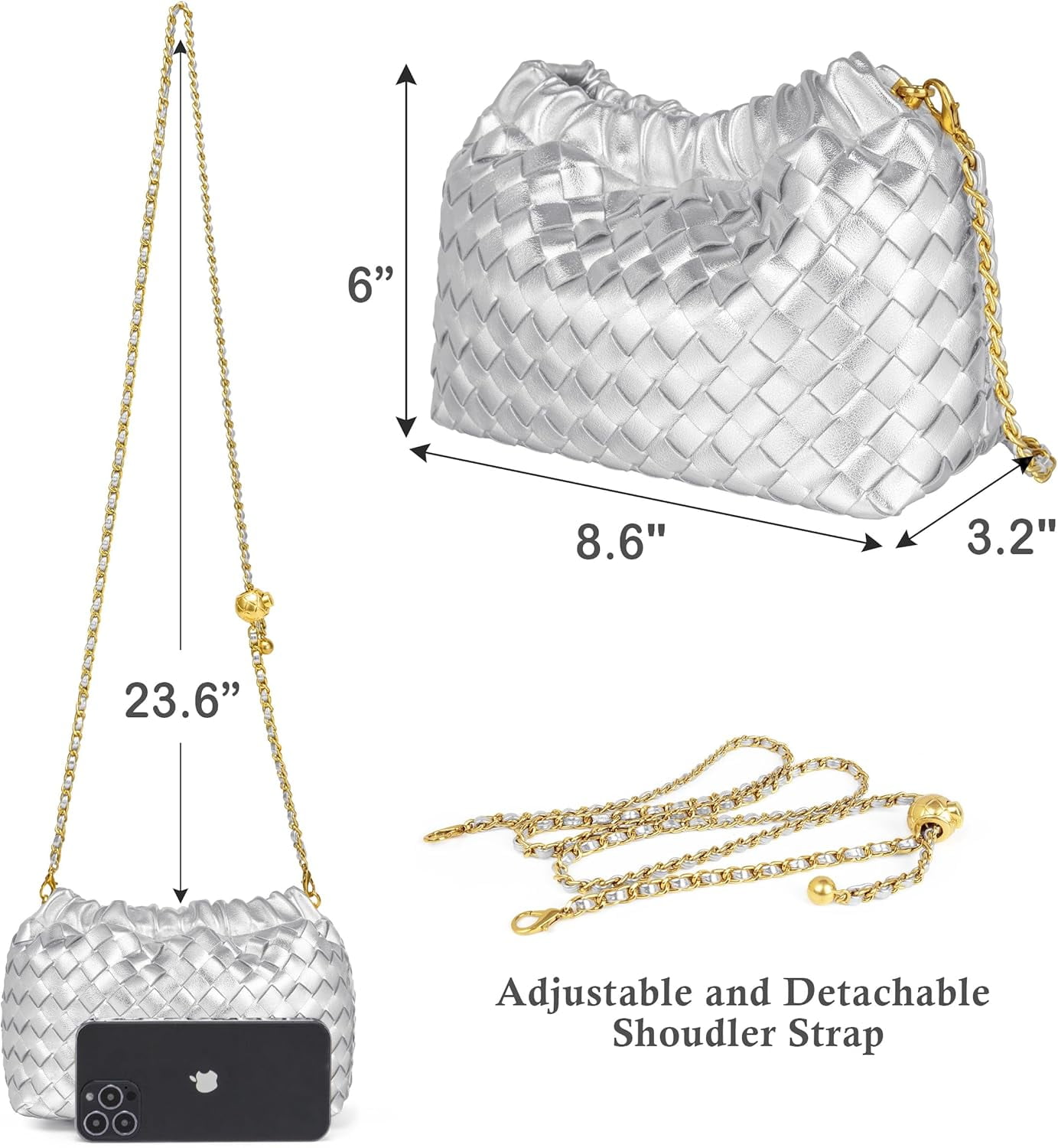 Small Crossbody Bag For Women Trendy.Dumpling Bag Clutch Purse For Women Evening Bag Cloud Purse Vegan Leather Hobo Bag