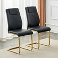 thumbnail image 6 of Set of 4 Modern Dining Chairs, Black PU Faux Leather Padded Seat with Gold Metal Legs for Kitchen & Living Room, 6 of 10